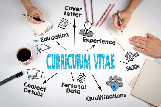 Curriculum Vitae Concept. The meeting at the white office table.