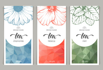 Vector set of templates packaging gerbal tea