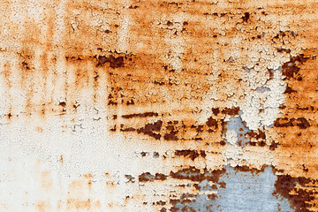 A background of peeling paint and rusty old metal