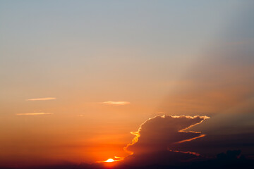 colorful dramatic sky with cloud at sunset
