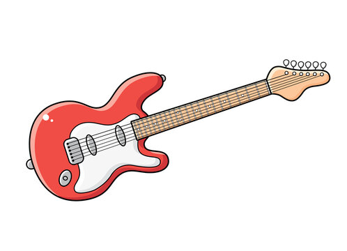 Red electric guitar vector isolated.