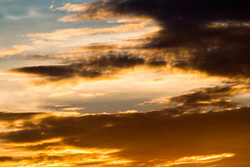 colorful dramatic sky with cloud at sunset