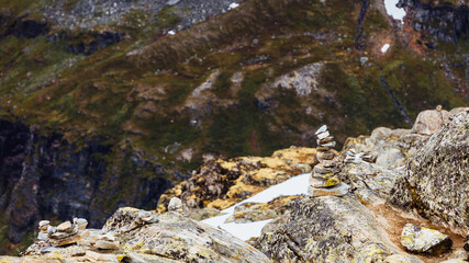 Stone stack and rocky mountain tops, Dalsnibba Norway