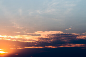 colorful dramatic sky with cloud at sunset