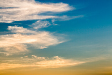 colorful dramatic sky with cloud at sunset