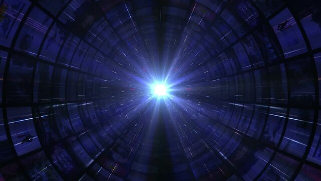 Monitors Tunnel, Technology, Abstract, Animation, Rendering, Background, Loop, 4k
