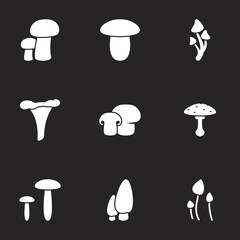 Icons for theme Mushroom. Black background