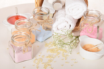 Floral salts for relaxing baths in the spa