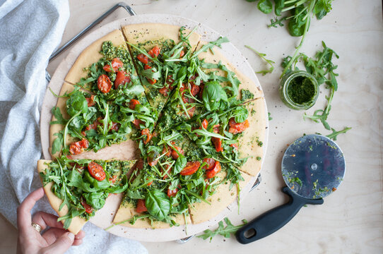 Chickpea Pizza with Pesto