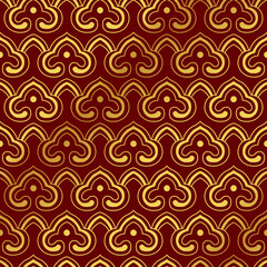 Seamless Golden Chinese Background retro oriental curve cross round spiral frame