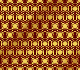 Seamless Golden Chinese Background polygon round flower geometry cell frame