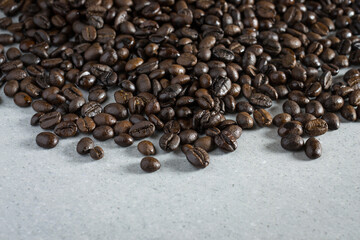 coffee bean on stone table background.