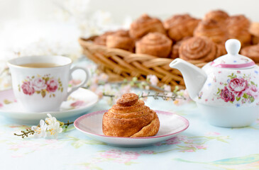 homemade cinnamon buns on a table