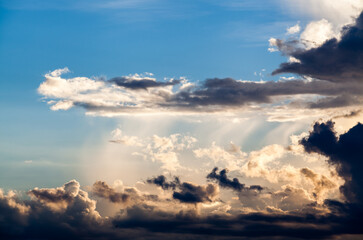 colorful dramatic sky with cloud at sunset