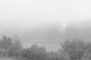 Fototapeta na wymiar Electricity pylon in the mist. Slovakia