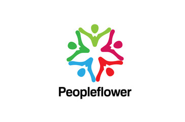 Colorful People Group Team Logo Design Illustration