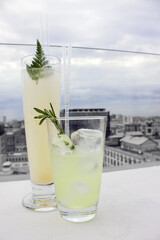 Cocktails in sky lounge bar