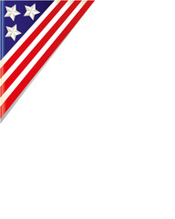 American flag corner frame on white blank background