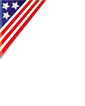 American flag corner frame on white blank background