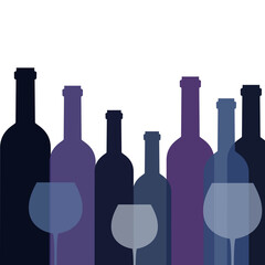 Background with bottles of wine and glasses.