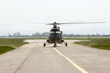 Military helicopter at the airport