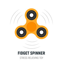 Fidget spinner. Hand spinner in trendy flat style. Stress relieving spinner toy.