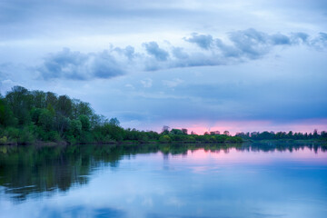 Sunset in the river with reflex