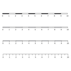 Metric imperial and decimal inch rulers vector set.