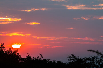colorful dramatic sky with cloud at sunset