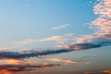 colorful dramatic sky with cloud at sunset