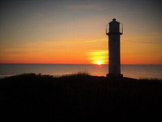 lighthouse in sunset, Varberg sweden