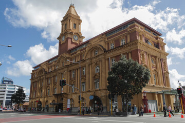 Emblematic colorfull building of Ferry terminal at Auckland