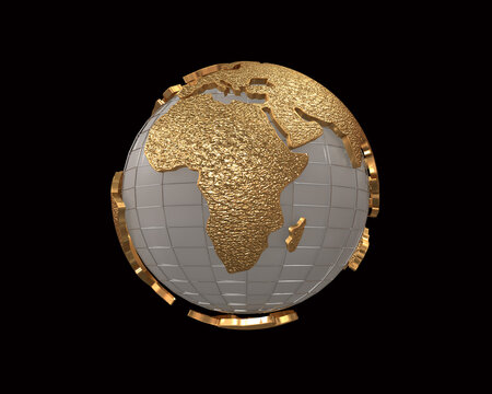 gold globe 3d rendering