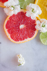 Juicy citrus on marble