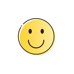 Yellow Smiling Cartoon Face Positive People Emotion Icon Vector Illustration