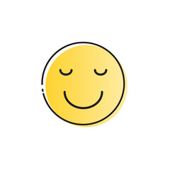 Yellow Smiling Cartoon Face Positive People Emotion Icon Vector Illustration