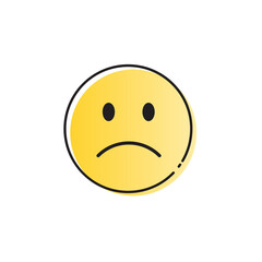 Yellow Cartoon Face Sad Negative People Emotion Icon Vector Illustration