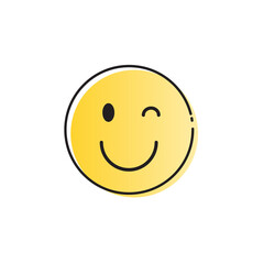 Yellow Smiling Cartoon Face Positive People Emotion Icon Vector Illustration