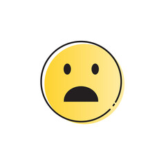 Yellow Cartoon Face Shocked People Emotion Icon Vector Illustration