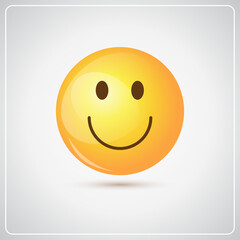 Yellow Smiling Cartoon Face Positive People Emotion Icon Flat Vector Illustration