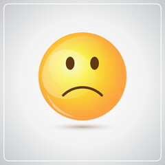 Yellow Cartoon Face Sad Negative People Emotion Icon Flat Vector Illustration