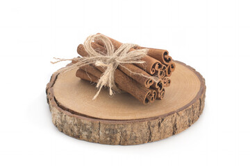 Cinnamon sticks on white background