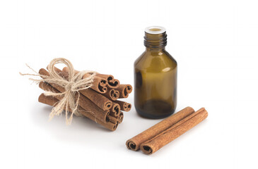 Cinnamon sticks on white background