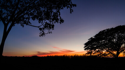 colorful dramatic sky with cloud at sunset