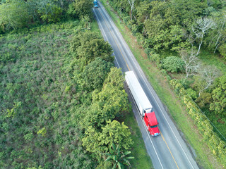 Road with truck carry container