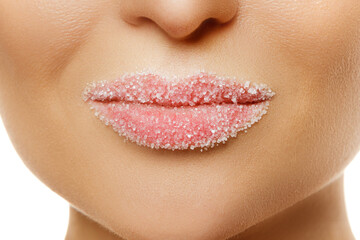 Fototapeta premium Kobiece usta z cukrem