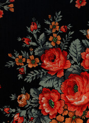Pattern rose ornament flower. Fragment of the picture of a scarf for a Russian beauty