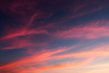 colorful dramatic sky with cloud at sunset
