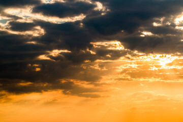 colorful dramatic sky with cloud at sunset