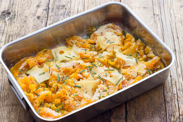 Cooking pumpkin baked with cheese